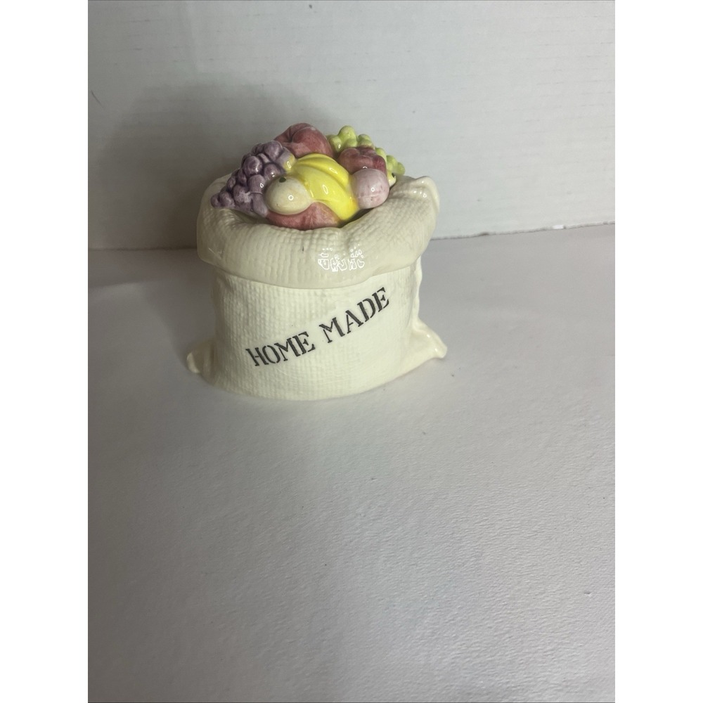 Vintage Lefton "Homemade" Lidded Jam Pot #3306 Ceramic Fruit Jar No Spoon